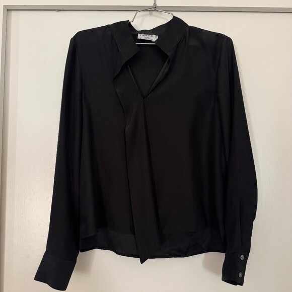 FRAME 100% Silk Black Blouse Size Small - Picture 1 of 7
